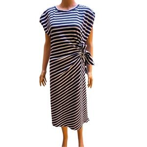 Loft Striped Cotton Sleeveless Midi Dress Large Petite